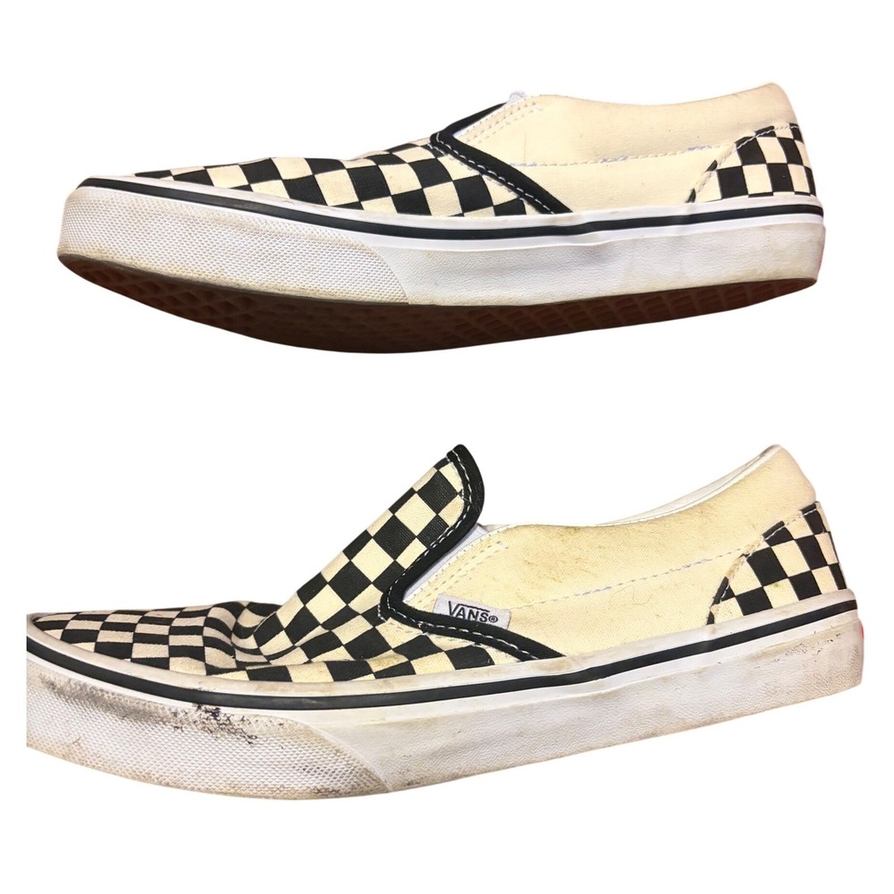 Vans Slip-On Sneakers Checkerboard‎ Black White Skater Shoes Mens 4.5 Womens 6